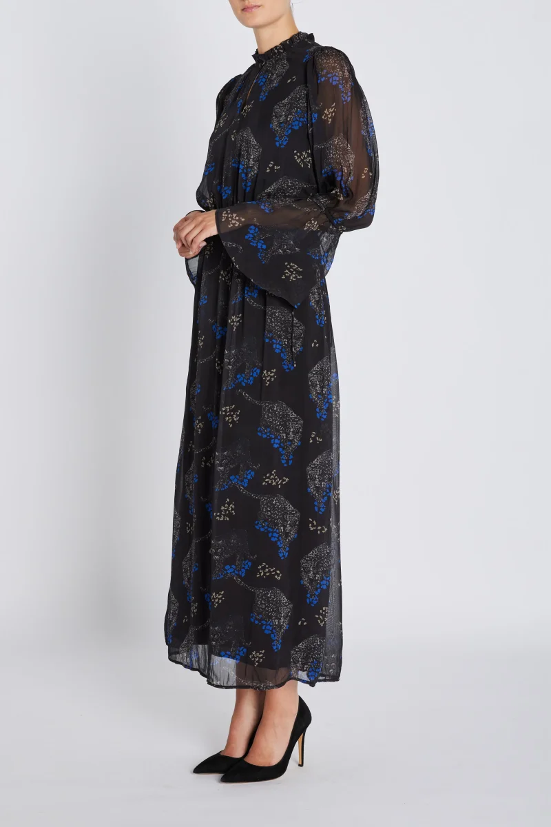 ChionoBBLissa dress - Black Blue leopard print