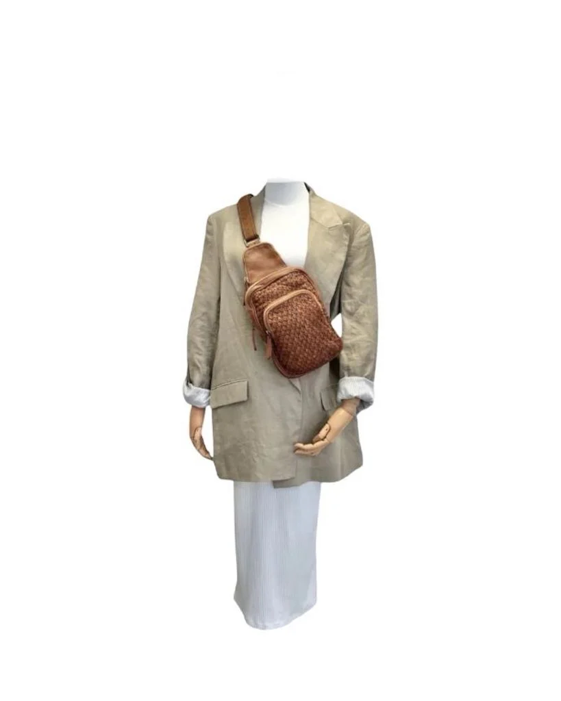 BZNA Bag Sahra Taupe Italy Designer Gürteltasche Bauchtasche Fanny Bag – Bild 4