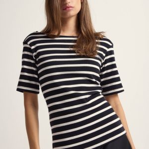 IguanuraBBBoat neck blouse - Black / Creme stripe