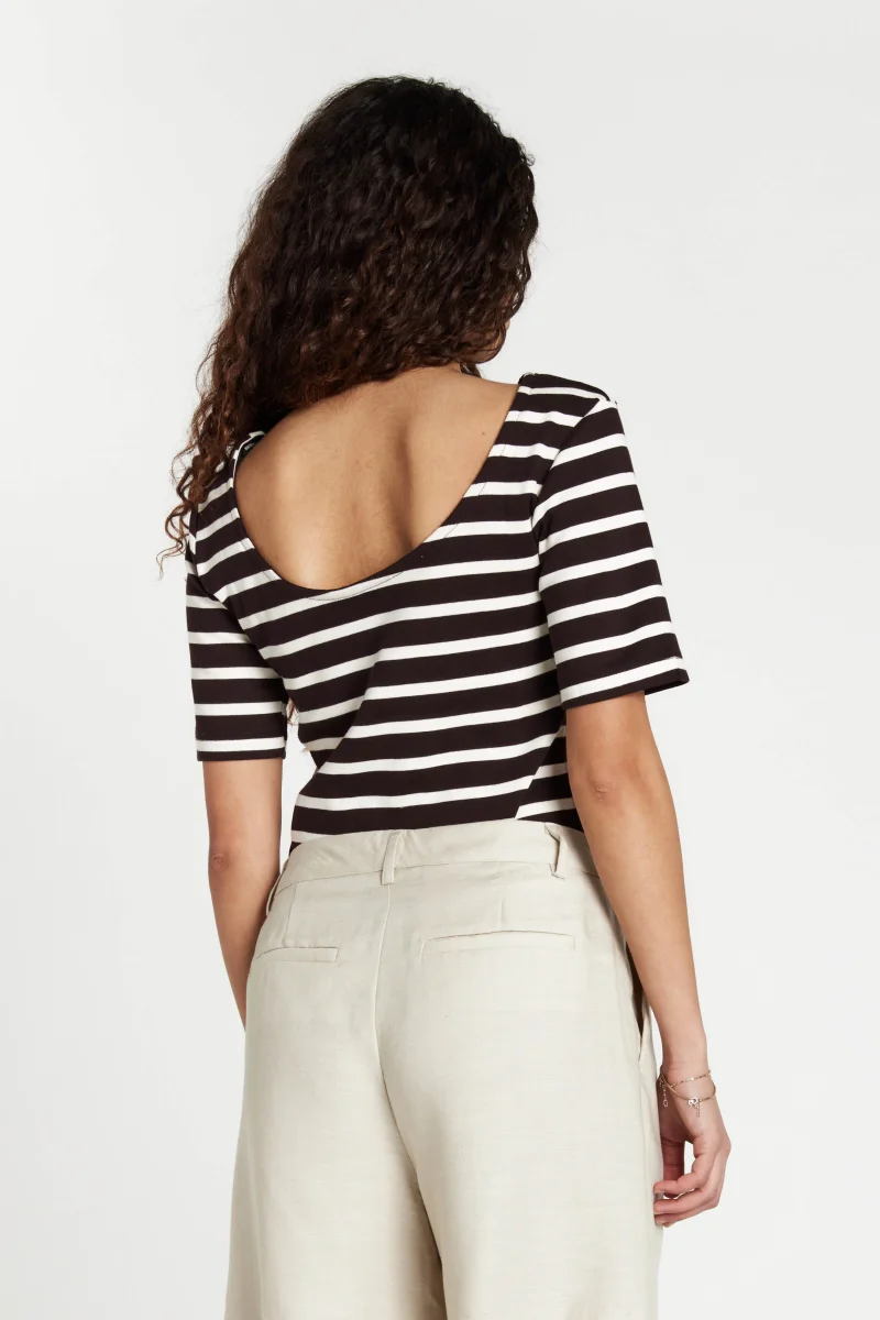 IguanuraBBBoat neck blouse - Brown stripe – Bild 3
