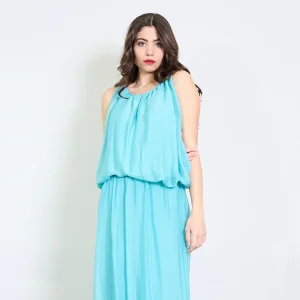 BZNA Bluse mit Seide Ärmelloses gesammelter Ausschnitt luftiger Chiffonbluse